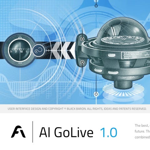 Screenshot: AI GOLIVE 1.0 / Splash screen of the web editor application