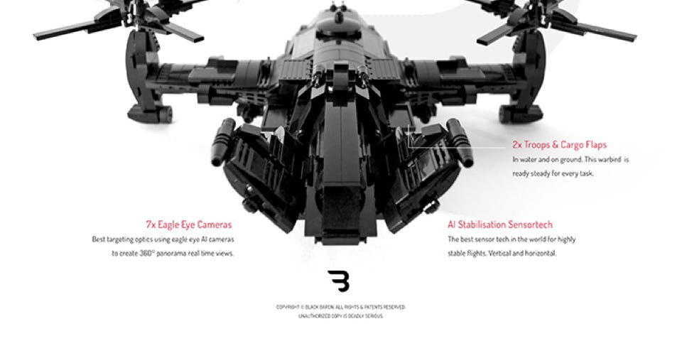 Legomoc: BLACK DRAGON Y-37 / Military tiltrotor combat aircraft