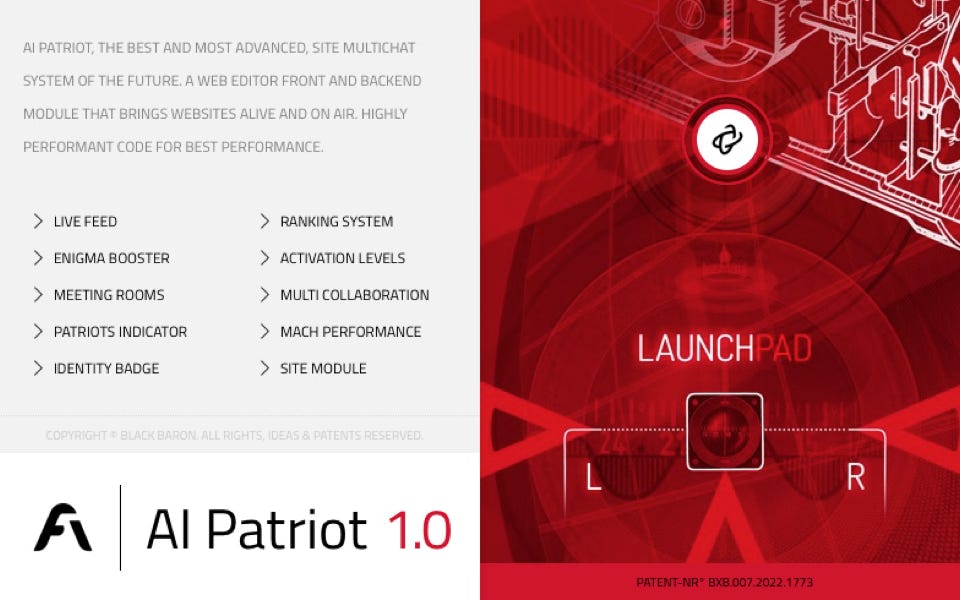 Website Chat: AI PATRIOT 1.0 / Introduction screen of sitechat