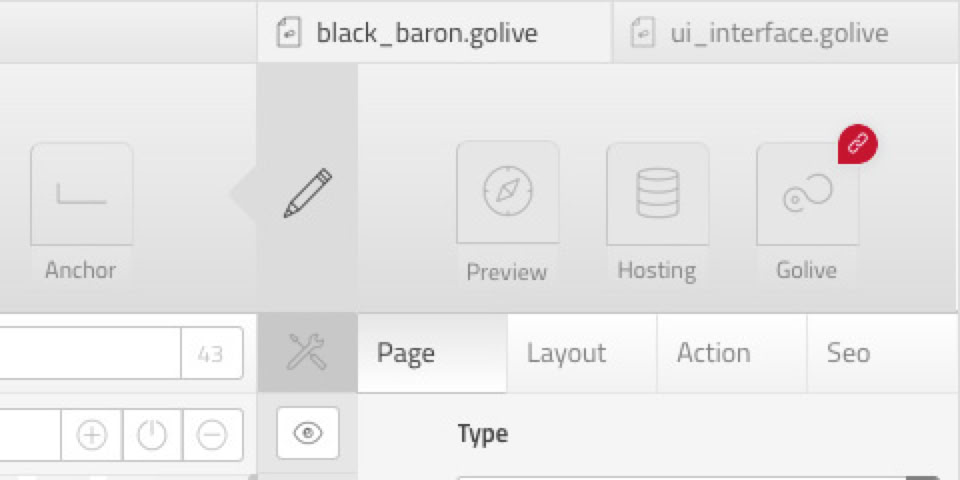 Screenshot: AI GOLIVE 1.0 / Splash screen of the web editor application