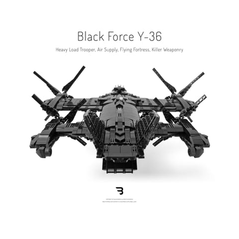 Legomoc: BLACK FORCE Y-36 / Black Birds heavy troop aircraft Legomoc: BLACK FORCE Y-36 / Military heavy air supply bomber
