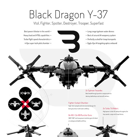Legomoc: BLACK DRAGON Y-37 / Military tiltrotor combat aircraft