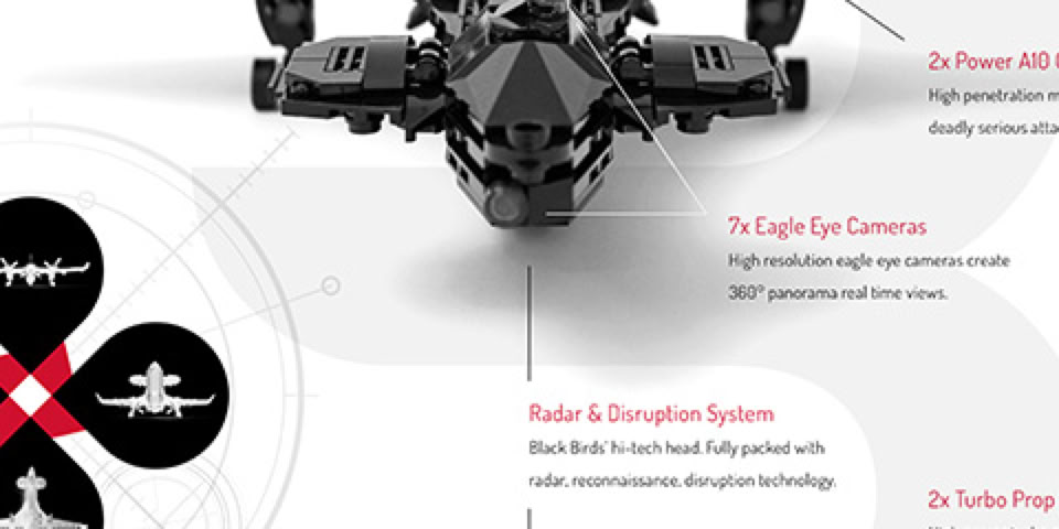 Lego Moc Poster: BLACK THORN Y-92 / Dive bomber military drone