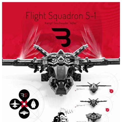 Lego Moc Poster: FLIGHT SQUADRON S-1 / Kampf Geschwader "Adler" Lego Moc Poster: FLIGHT SQUADRON S-1 / Flight Control Leadership