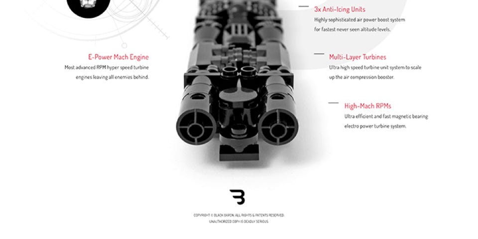Lego Moc Poster: BLACK MACH X-1 / Supersonic speed aircraft engine Lego Moc Poster: BLACK MACH X-1 / Aircraft supersonic speed engine
