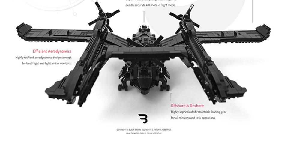 Lego Moc Poster: BLACK ORCAN Y-2 / Military water bomber