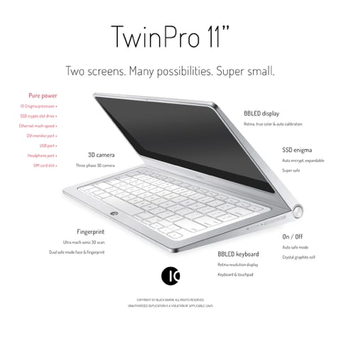 Laptop: IO TwinPro 11" / Portable dual touchscreen computer