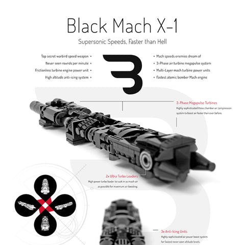 Lego Moc Poster: BLACK MACH X-1 / Aircraft supersonic speed engine