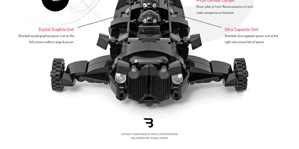 Lego Moc Poster: BLACK RACER T-1 / Military reconnaissance trike racer