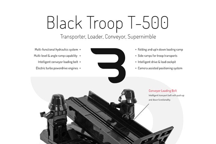 Legomoc: BLACK TROOP T-500 / Cargo supply military truck