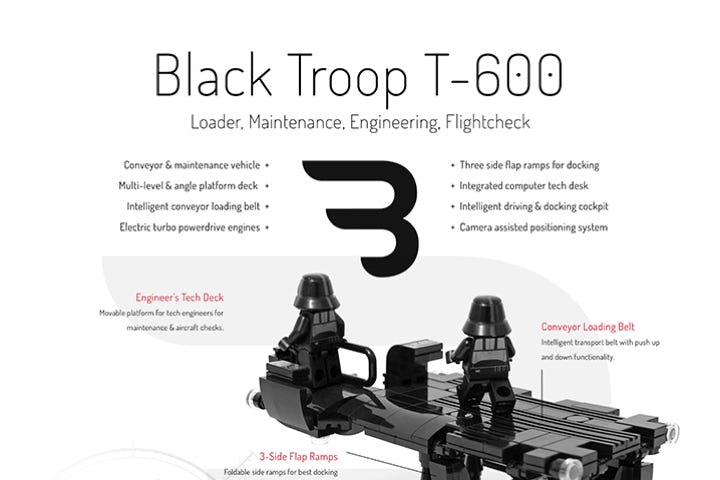 Legomoc: BLACK TROOP T-600 / Maintenance military utility vehicle