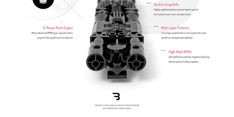 Lego Moc Poster: BLACK MACH X-1 / Aircraft supersonic speed engine
