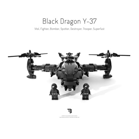 Legomoc: BLACK DRAGON Y-37 / Military tiltrotor aircraft design