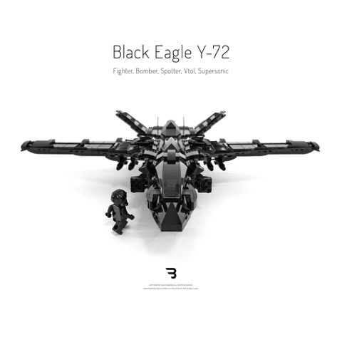 Legomoc: BLACK EAGLE Y-72 / Fighter jet military combat aircraft