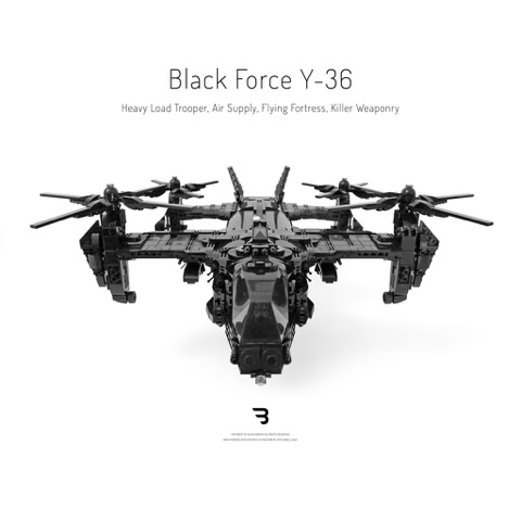 Legomoc: BLACK FORCE Y-36 / Air supply military tiltrotor aircraft