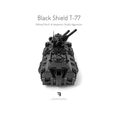 Legomoc: BLACK SHIELD T-77 / Armed military battle tank rollpanzer