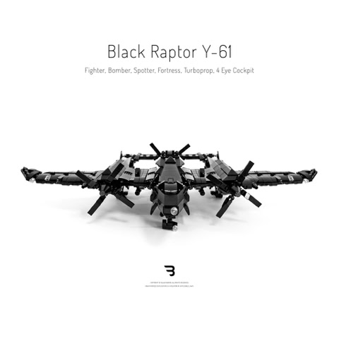 Legomoc: BLACK RAPTOR Y-61 / Military turboprop bomber airplane