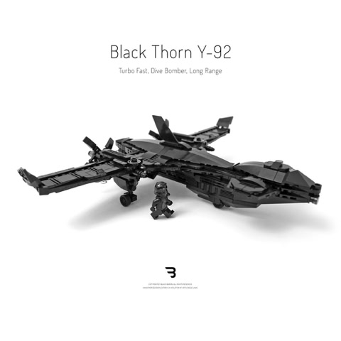 Legomoc: BLACK THORN Y-92 / Dive bomber military drone aircraft