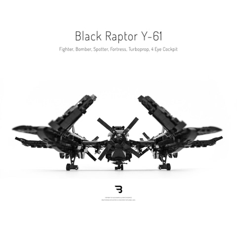 Legomoc: BLACK RAPTOR Y-61 / Military turboprop bomber airplane