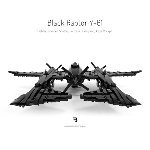 Legomoc: BLACK RAPTOR Y-61 / Military turboprop bomber airplane