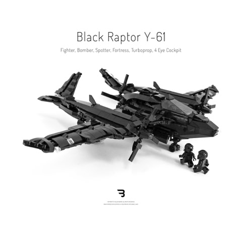 Legomoc: BLACK RAPTOR Y-61 / Military turboprop bomber airplane
