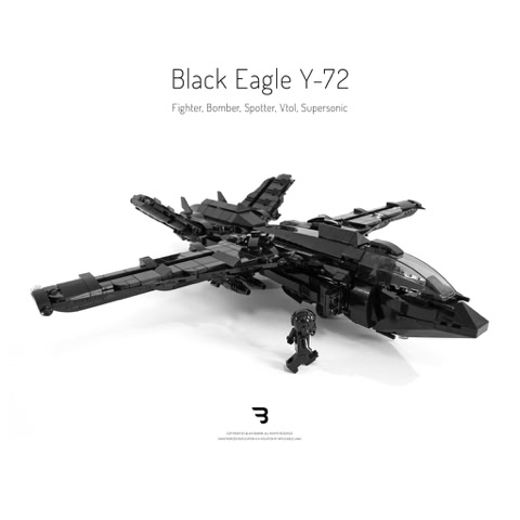 Legomoc: BLACK EAGLE Y-72 / Fighter jet military combat aircraft