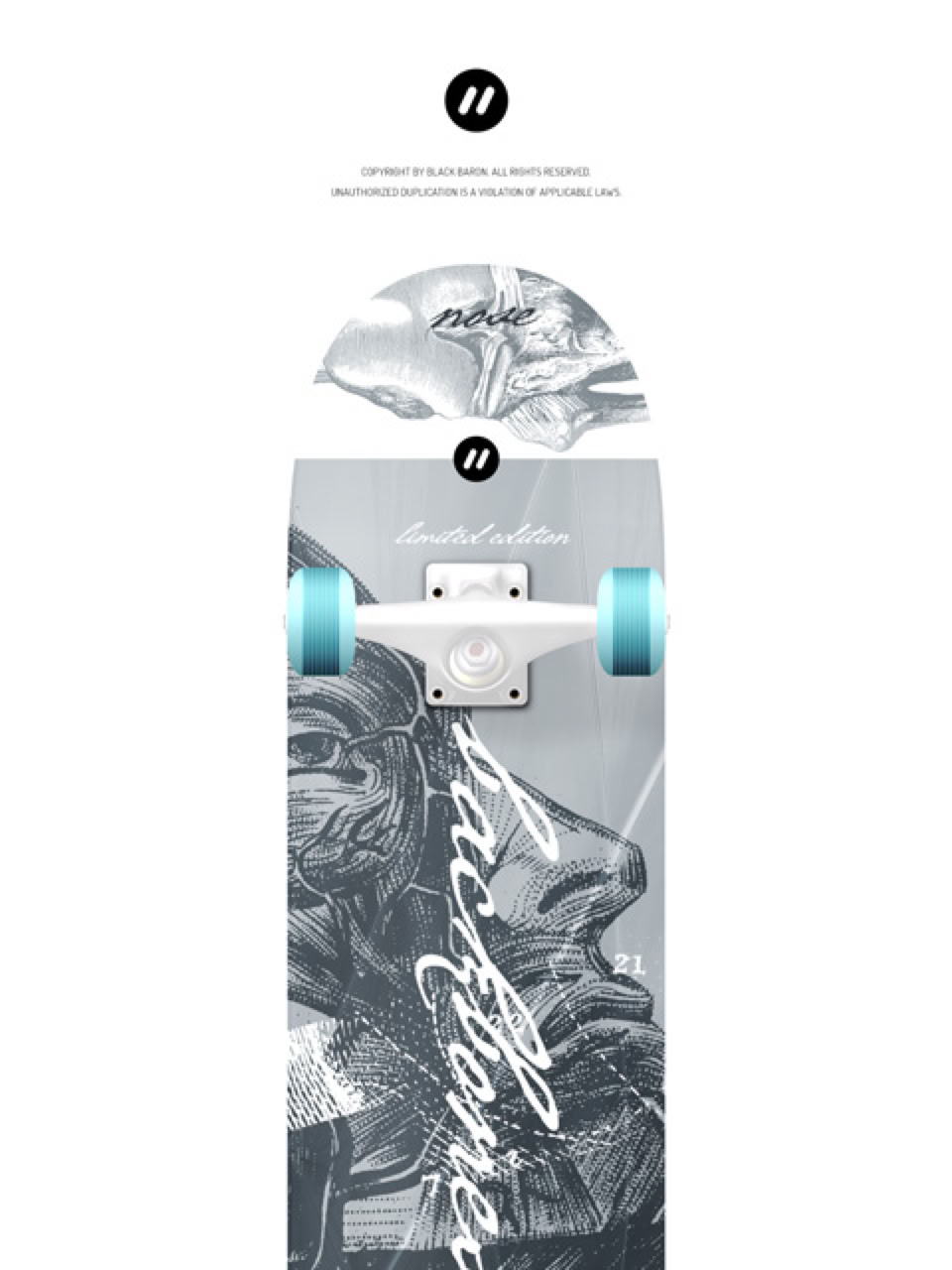 Skateboard: 7" TRIQUEE 45 / Backbones street culture