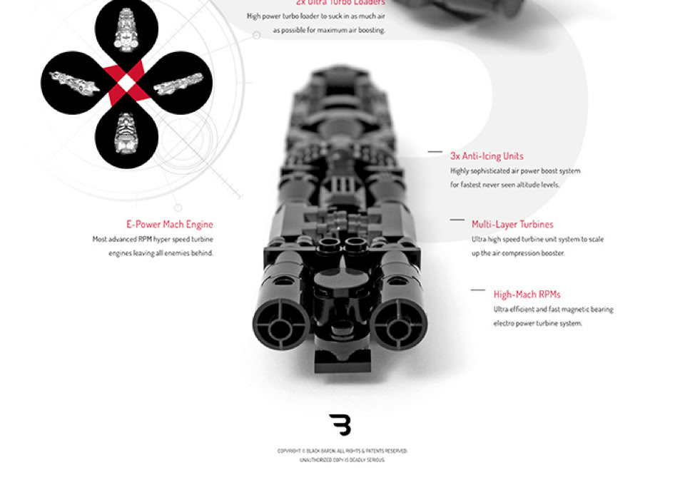Lego Moc Poster: BLACK MACH X-1 / Aircraft supersonic speed engine