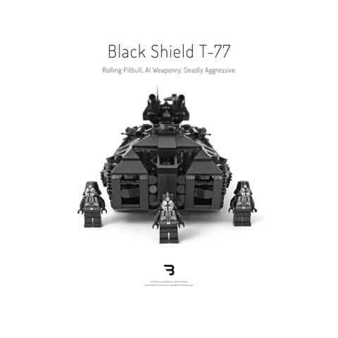 Legomoc: BLACK SHIELD T-77 / Armed military battle tank rollpanzer