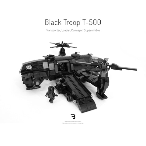 Legomoc: BLACK TROOP T-500 / Cargo supply military truck