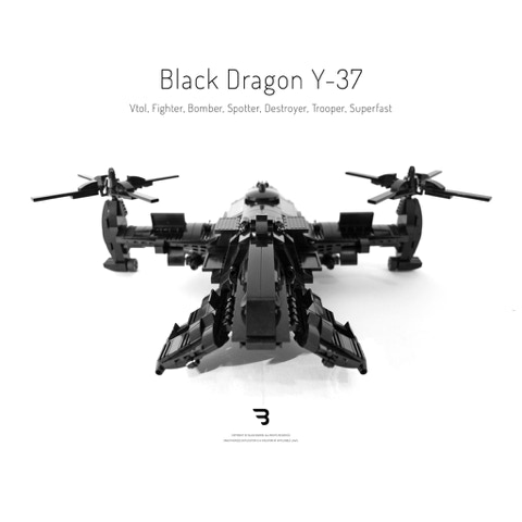 Legomoc: BLACK DRAGON Y-37 / Military tiltrotor combat aircraft