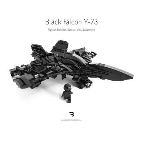 Legomoc: BLACK FALCON Y-73 / Military fighter jet aircraft