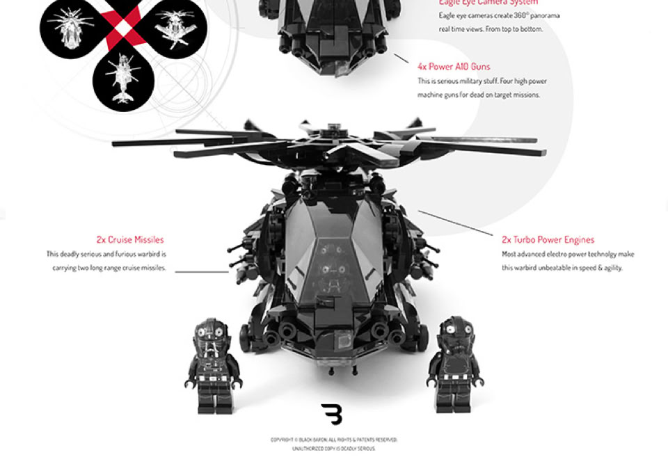 Lego Moc Poster: BLACK HORNET Y-31 / Combat helicopter military aircraft