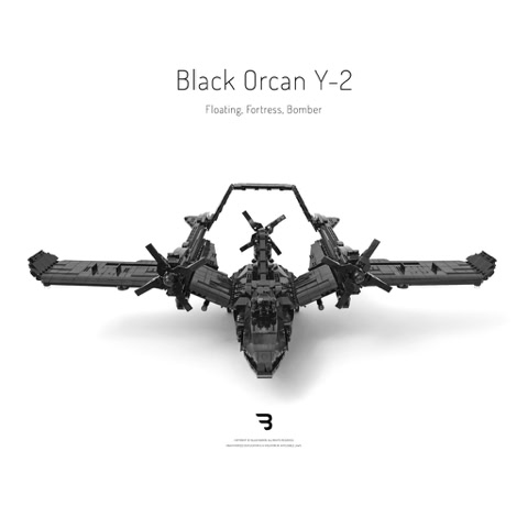 Legomoc: BLACK ORCAN Y-2 / Water bomber military aircraft