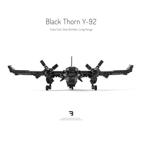 Legomoc: BLACK THORN Y-92 / Dive bomber military drone aircraft