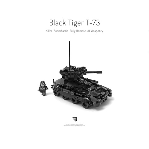 Legomoc: BLACK TIGER T-73 / Armed military battle tank panzer