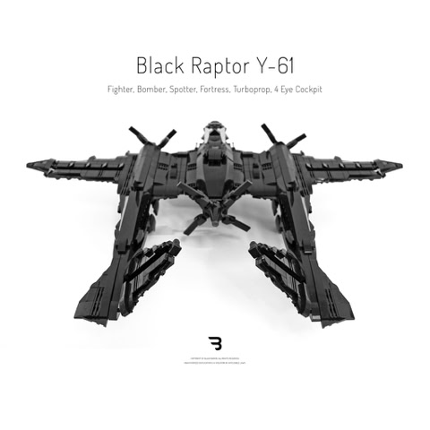 Legomoc: BLACK RAPTOR Y-61 / Military turboprop bomber airplane
