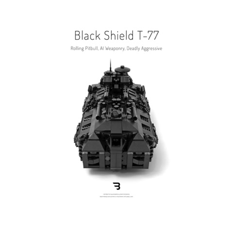 Legomoc: BLACK SHIELD T-77 / Armed military battle tank rollpanzer