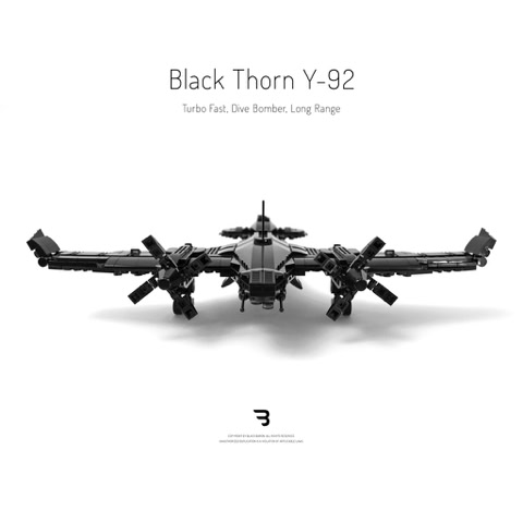Legomoc: BLACK THORN Y-92 / Dive bomber military drone aircraft