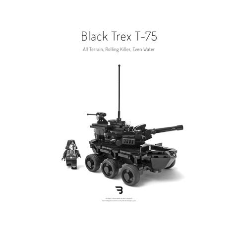 Legomoc: BLACK TREX T-75 / Armed military battle tank rollpanzer