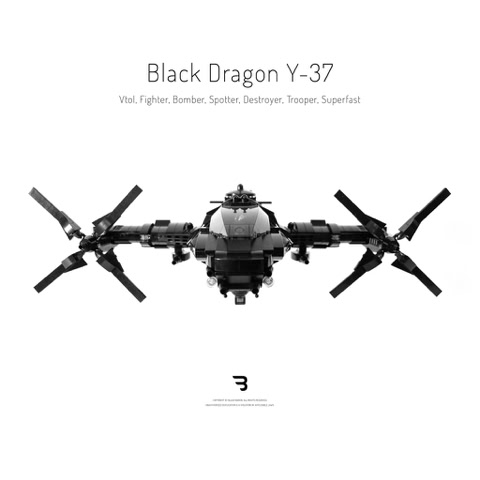 Legomoc: BLACK DRAGON Y-37 / Military tiltrotor combat aircraft
