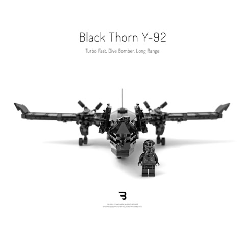Legomoc: BLACK THORN Y-92 / Dive bomber military drone aircraft