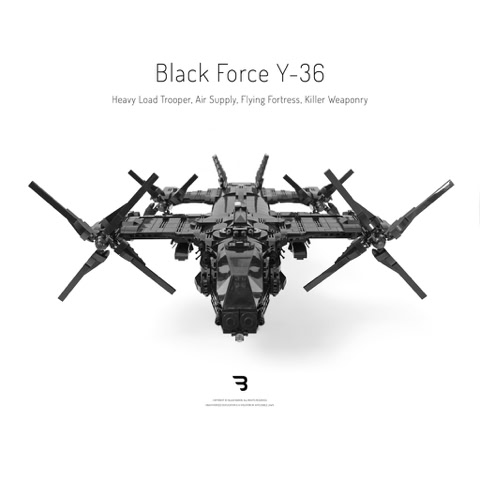 Legomoc: BLACK FORCE Y-36 / Air supply military tiltrotor aircraft