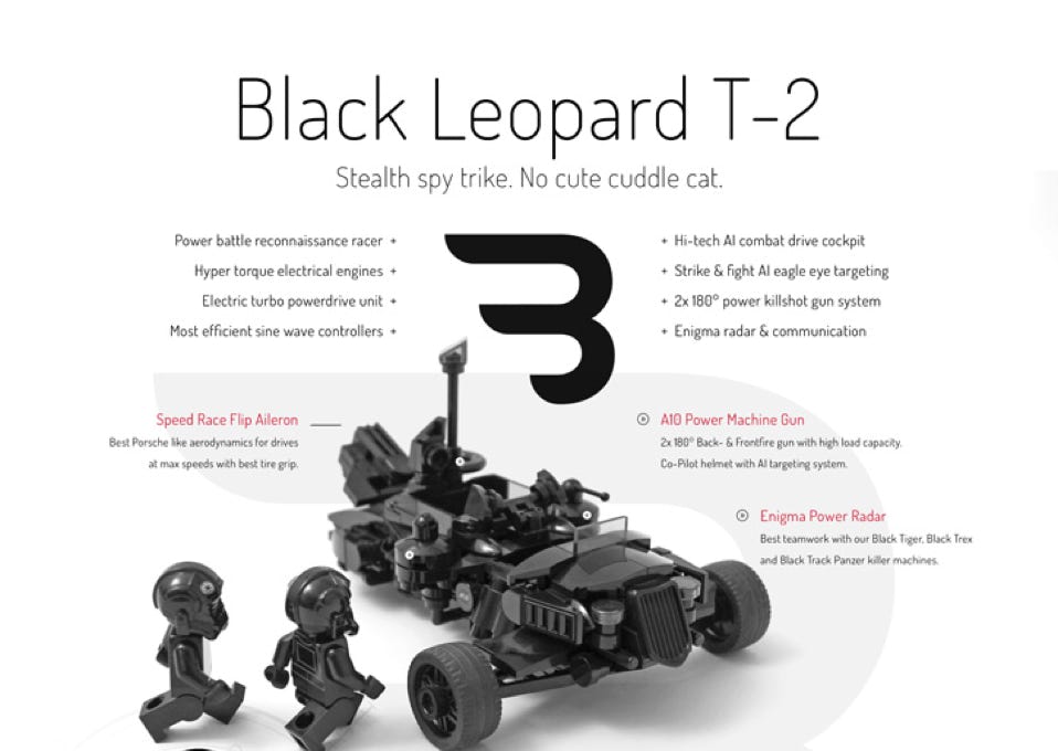 Lego Moc Poster: BLACK LEOPARD T-2 / Military spy combat trike