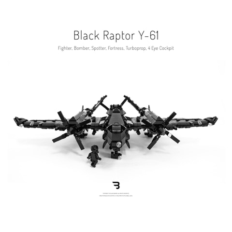 Legomoc: BLACK RAPTOR Y-61 / Military turboprop bomber airplane
