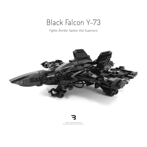 Legomoc: BLACK FALCON Y-73 / Military fighter jet aircraft