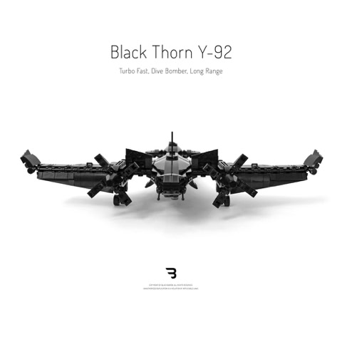 Legomoc: BLACK THORN Y-92 / Dive bomber military drone aircraft
