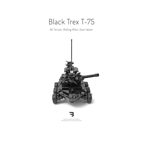 Legomoc: BLACK TREX T-75 / Armed military battle tank rollpanzer