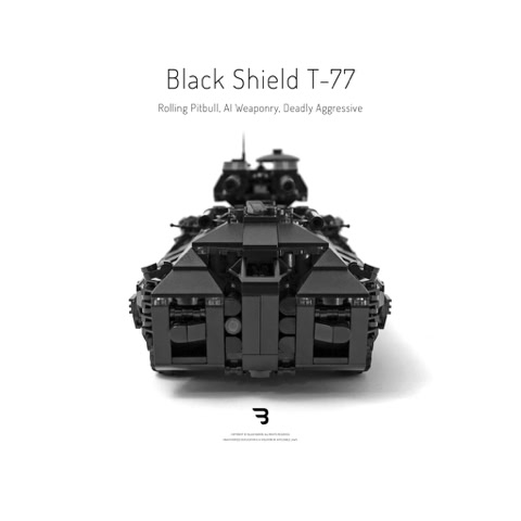 Legomoc: BLACK SHIELD T-77 / Armed military battle tank rollpanzer
