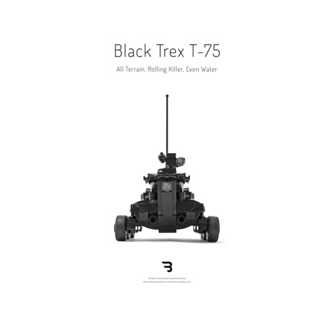 Legomoc: BLACK TREX T-75 / Armed military battle tank rollpanzer